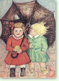 Elisabeth Koelle-Karmann - Zwei Kinder unterm Regenschirm